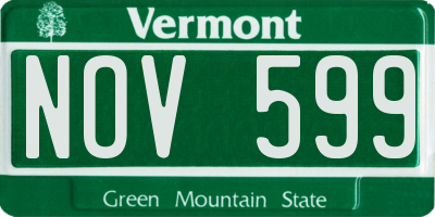 VT license plate NOV599