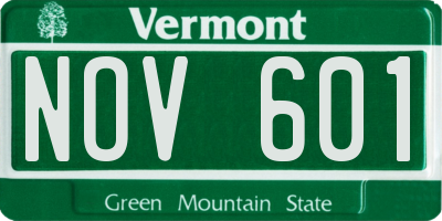 VT license plate NOV601