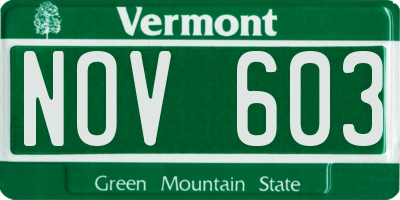 VT license plate NOV603