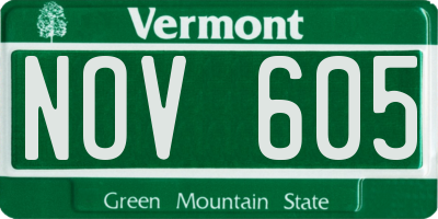 VT license plate NOV605