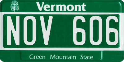 VT license plate NOV606