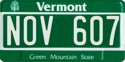 VT license plate NOV607