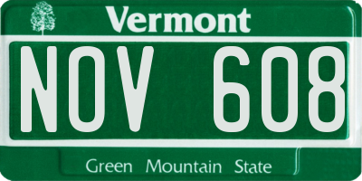VT license plate NOV608