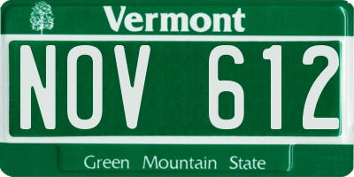 VT license plate NOV612