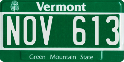 VT license plate NOV613