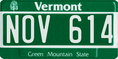 VT license plate NOV614