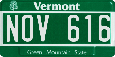 VT license plate NOV616