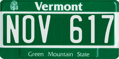 VT license plate NOV617