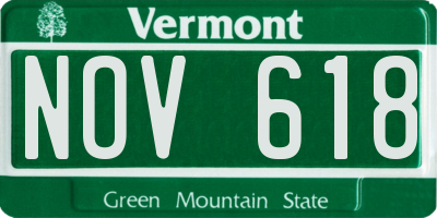 VT license plate NOV618