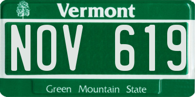 VT license plate NOV619