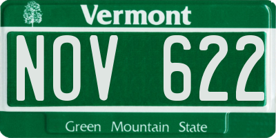 VT license plate NOV622