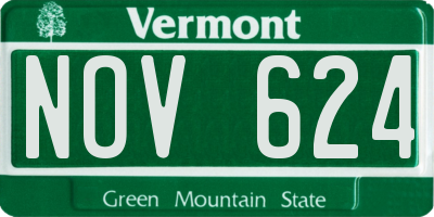 VT license plate NOV624