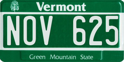 VT license plate NOV625