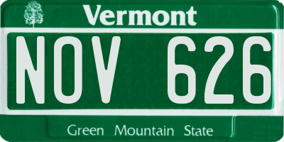 VT license plate NOV626