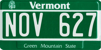 VT license plate NOV627