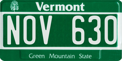 VT license plate NOV630