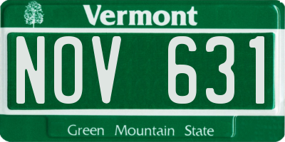 VT license plate NOV631