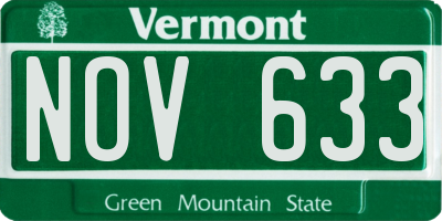 VT license plate NOV633