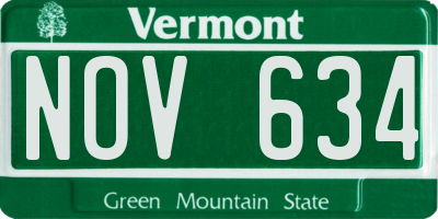 VT license plate NOV634