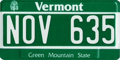 VT license plate NOV635