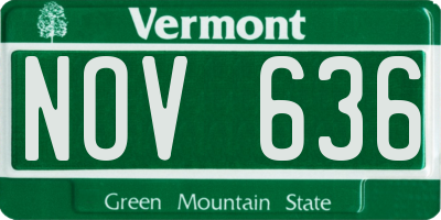 VT license plate NOV636