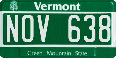 VT license plate NOV638