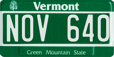 VT license plate NOV640