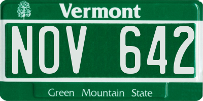 VT license plate NOV642