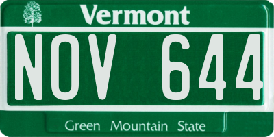 VT license plate NOV644