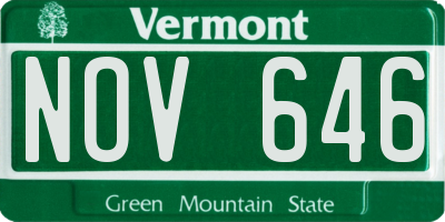 VT license plate NOV646