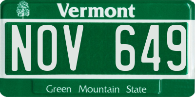VT license plate NOV649