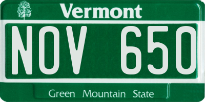 VT license plate NOV650