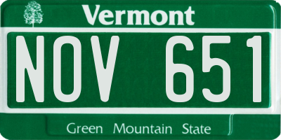 VT license plate NOV651