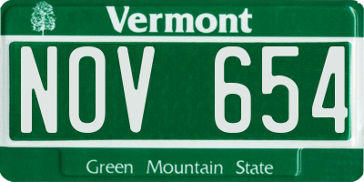 VT license plate NOV654