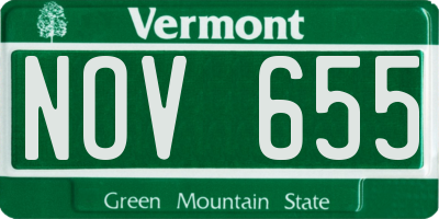 VT license plate NOV655