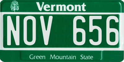 VT license plate NOV656