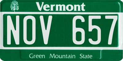 VT license plate NOV657