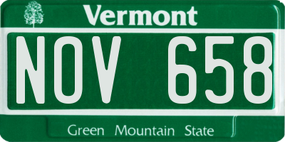 VT license plate NOV658