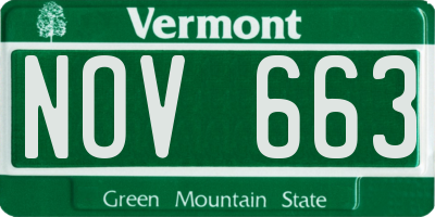 VT license plate NOV663