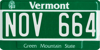 VT license plate NOV664