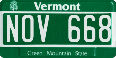 VT license plate NOV668