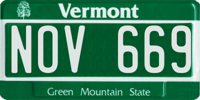 VT license plate NOV669
