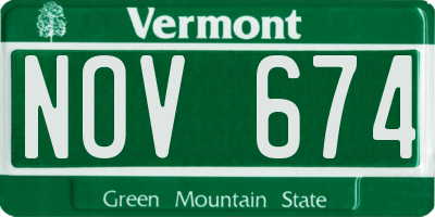 VT license plate NOV674