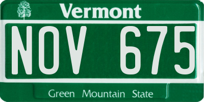 VT license plate NOV675