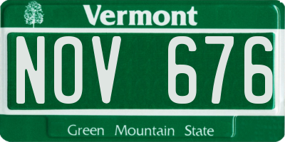 VT license plate NOV676