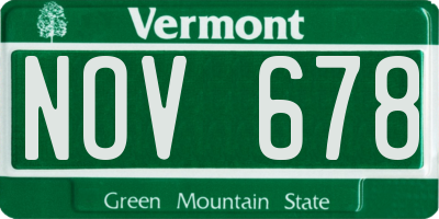 VT license plate NOV678
