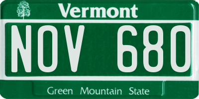 VT license plate NOV680