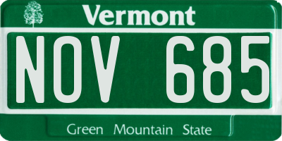 VT license plate NOV685