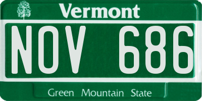 VT license plate NOV686