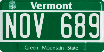 VT license plate NOV689